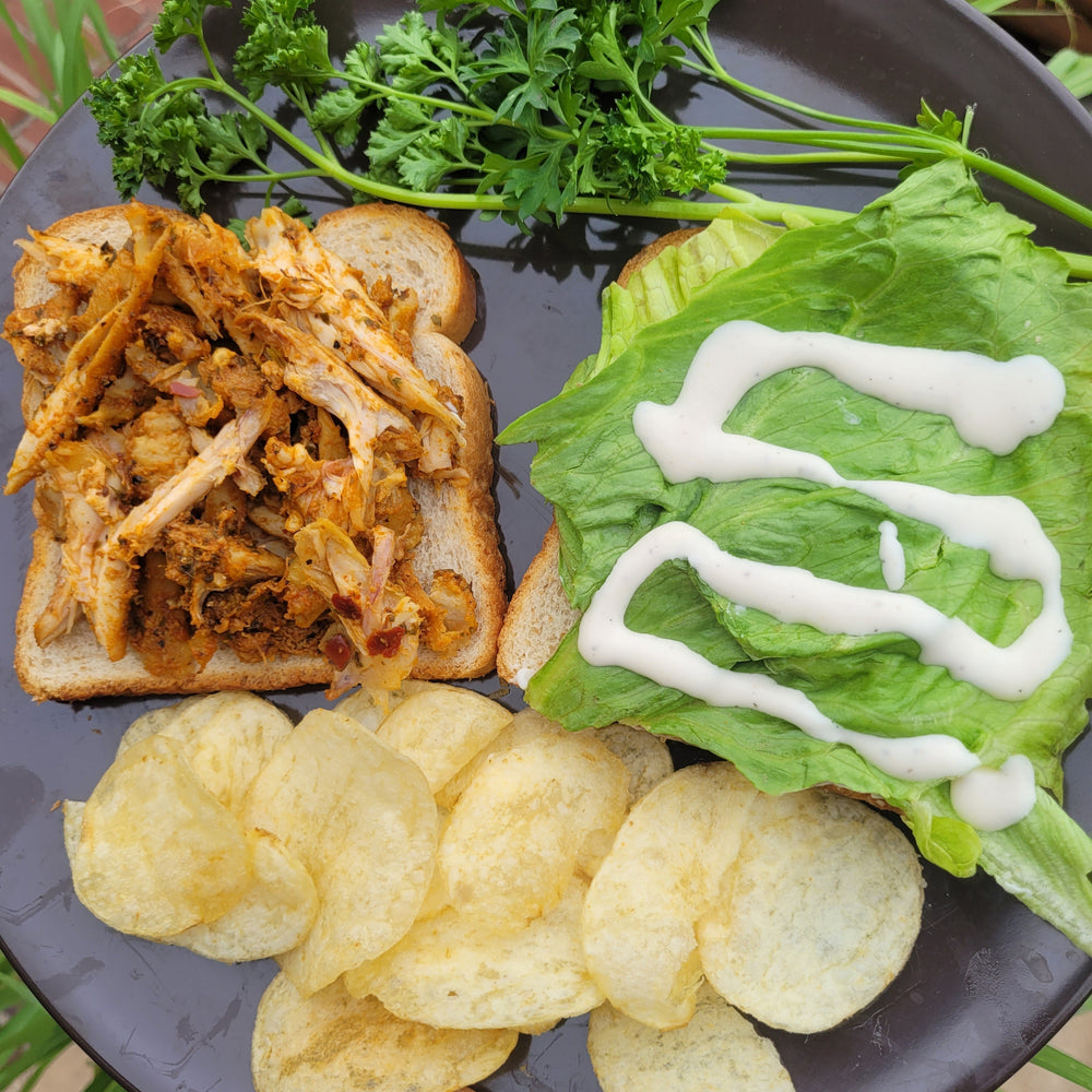 Spicy Portuguese Pulled Chicken Sandwich